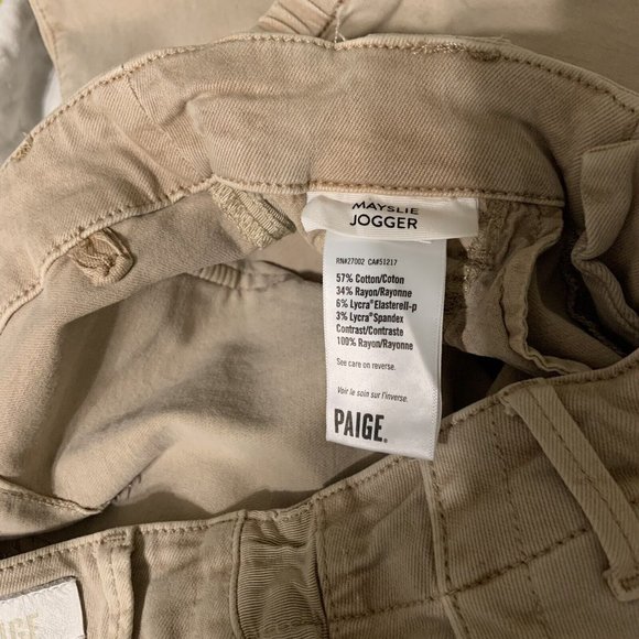 Paige Joggers Womens Size 27 Grosgrain Side Stripe Ankle Zip Color Vintage Oak - Picture 5 of 9